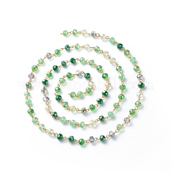 Chaînes de perles de rondelle à facettes en verre galvanoplastie faites à la main&nbsp;AJEW-JB01137-05