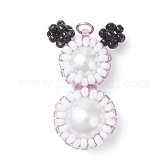 Подвески-снеговики из стеклянных бусин&nbsp;PALLOY-MZ00888