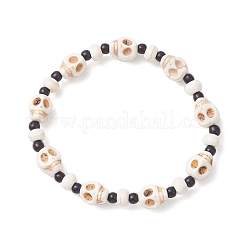 Браслеты из синтетической бирюзы и стеклянных бусин BJEW-JB12170-03