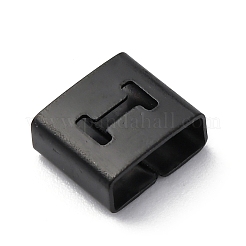 イオンプレーティング（IP）304ステンレススチールスクエアスライドチャーム  ブラック  文字I  9x8x4mm  穴：3.5x8.5mm&nbsp;STAS-L132-03I-B