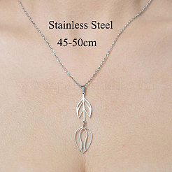 Ожерелье с подвеской в виде полого тюльпана из нержавеющей стали 201 NJEW-OY001-57