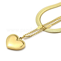 Двухслойные ожерелья из нержавеющей стали 304 с цепочками в виде елочки и панциря NJEW-K257-01G