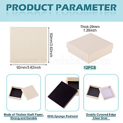 12 шт. картонные бумажные коробки для хранения ювелирных изделий с губкой&nbsp;CON-TA0001-33B