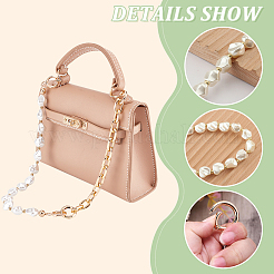 2個2スタイルのアクリル模造ケシパールとアルミチェーンバッグハンドル  ライトゴールド  21.5~37cm  1個/スタイル&nbsp;DIY-WR0002-69KCG