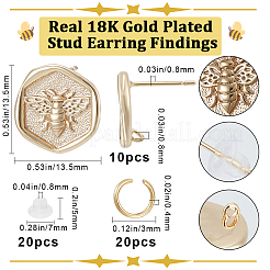 10 шт. фурнитура для сережек-гвоздиков из латуни в виде пчелы DIY-BBC0001-35