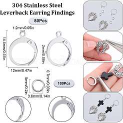 80 шт. фурнитура для сережек из нержавеющей стали 304&nbsp;STAS-SC0006-62P