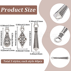 120 pièces 3 styles pendentifs en alliage de style tibétain&nbsp;FIND-SC0025-52