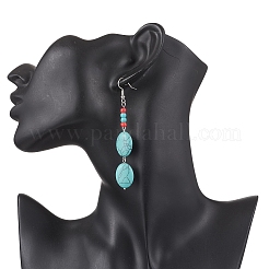 Orecchini pendenti in ottone sintetico turchese&nbsp;EJEW-JE06535-03