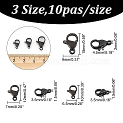 304ステンレススチール製ロブスタークロウ留め金  電気泳動黒  10~15x6.5~9x3.5~4mm  穴：1.5~2mm  30個/箱&nbsp;STAS-UN0014-98