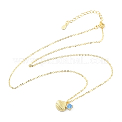 Ожерелья с подвеской из серебра 925 пробы с микропаве и кубическим цирконием для женщин&nbsp;NJEW-V007-01G