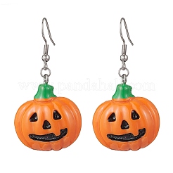 Серьги-подвески в форме тыквы из непрозрачной смолы 304 из нержавеющей стали EJEW-JE06478