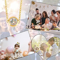 2 шт. 2 цвета плоские круглые плавающие медальоны из нержавеющей стали с подвесками-соединителями FIND-UN0001-84B