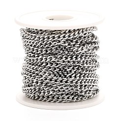変色しにくい304ステンレススチール製キューバチェーン  溶接されていない  スプールで  ステンレス鋼色  6x4.5x2mm  約32.81フィート（10m）/ロール&nbsp;CHS-K016-03B-P