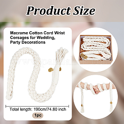 結婚式用のマクラメコットンコード手首コサージュ  パーティーの装飾  合金ノット付き  ベージュ  190mm&nbsp;DIY-OC00004