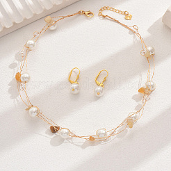 Наборы из многослойных ожерелий и серег из натуральных драгоценных камней и стеклянных круглых бусин для женщин DF6883