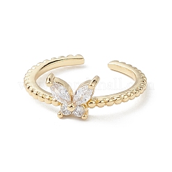 Кольцо-кафф в виде бабочки из прозрачного кубического циркония RJEW-M146-12G