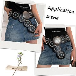 Ремни-цепочки в стиле вестерн-ретро из искусственной кожи и смолы с имитацией драгоценных камней и пряжками из сплава AJEW-WH20060-33