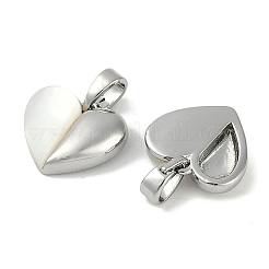 Подвески в форме сердца из латуни и натуральной ракушки KK-P283-07P