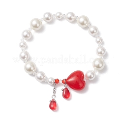 Браслеты с подвесками из ракушечного жемчуга и стеклянных бусин BJEW-TA00693