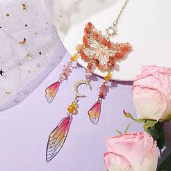 Подвески из натурального сердолика и смолы&nbsp;HJEW-TA00134-03