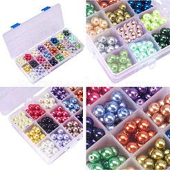 Круглые бусины из экологически чистого окрашенного стекла с жемчугом HY-PH0011-01-10mm