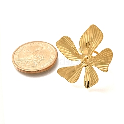 Кольцо-манжета из нержавеющей стали 304 с цветком для женщин RJEW-R006-03G-01