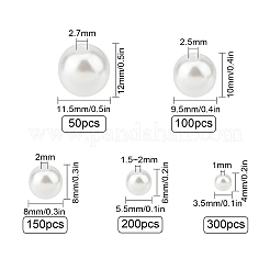 パール調アクリルビーズ  染め  ラウンド  ホワイト  4~12mm  穴：1~2.7mm  800個/セット&nbsp;OACR-SC0001-001