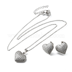 Комплекты из латунных серег-гвоздиков и ожерелий с микропаве из кубического циркония SJEW-Z002-05P