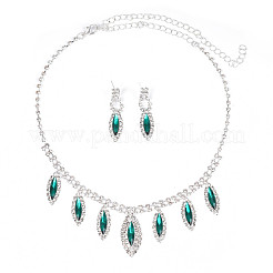 Collane con ciondolo in strass occhio di cavallo e orecchini pendenti a bottone per donna&nbsp;WG365F8-04