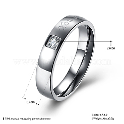 バレンタインデーのギフト、女性用刻印入りステンレススチールカップルリング  ステンレス鋼色  サイズ8  18.1mm&nbsp;RJEW-BB16383-8P