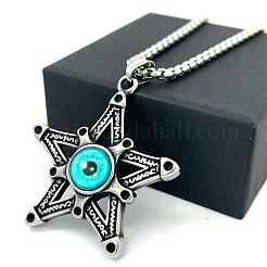 Винтажные готические ожерелья из нержавеющей стали с подвеской в виде звезды сглаза для мужчин YP2100