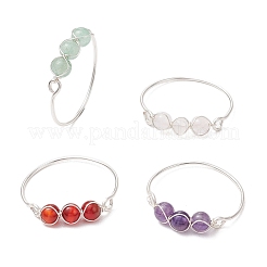 Mit Kupferdraht umwickelte Ringe aus natürlichen Amethyst-&nbsp;RJEW-JR00852-01