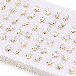 Серьги-гвоздики из латуни и натурального жемчуга&nbsp;PEAR-N020-WX05