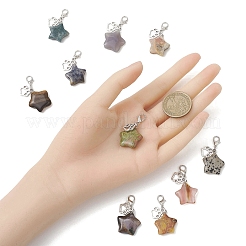 Decorazioni pendenti con pietre miste naturali e sintetiche a forma di stella&nbsp;HJEW-JM04667
