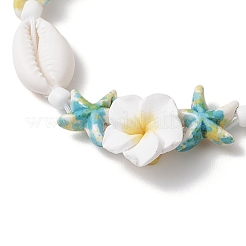Браслеты из бисера для женщин с морскими звездами и плюмерией BJEW-JB11847