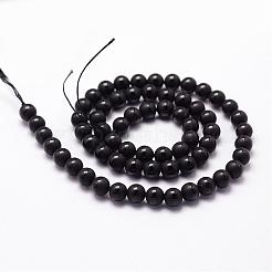 天然石黒瑪瑙ビーズ連売り  染め＆加熱  艶消し  ラウンド  10mm  穴：1.2mm  約39個/連&nbsp;G-N0171-09-10mm