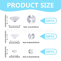 60 pz 3 stili di ciondoli in zirconia cubica&nbsp;ZIRC-TAD0001-01F