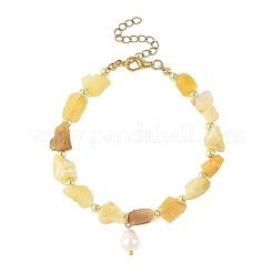 Armbänder mit Anhängern aus natürlichen gelben Opalperlen und natürlichen Süßwasserzuchtperlen für Damen&nbsp;BJEW-JB14216