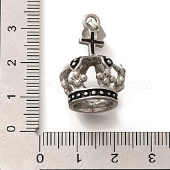 304ステンレススチールエナメルペンダント  201ステンレススチール製アイスピックピンチベイル付き  クロスチャーム付きクラウン  ステンレス鋼色  26x17.5mm  穴：9x5mm&nbsp;STAS-U035-34P