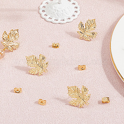 4 пара латунных сережек-гвоздиков&nbsp;KK-BBC0019-95A