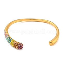 Браслет-манжета из нержавеющей стали 304 в форме капли с цветными стразами&nbsp;BJEW-B076-05G-01