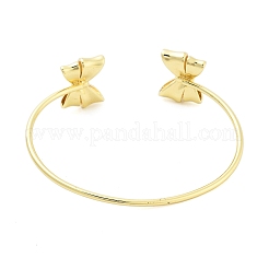 Braccialetti con polsino a fiocco in ottone per donna&nbsp;LS-BJEW-Z072-03G-01