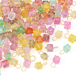 100 Stück 10-farbige transparente Crackle-Glasanhänger&nbsp;PALLOY-TAC0283