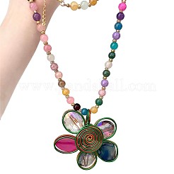 Длинные ожерелья с круглыми бусинами из цветочного сплава FS-WGD4EEC-01