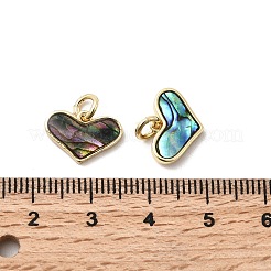 Подвески в форме сердца из эпоксидной смолы и натуральной ракушки пауа KK-K384-19B-G