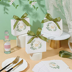 80 шт. подарочных бумажных пакетов с золотым тиснением и полиэстеровой лентой оливкового цвета&nbsp;CON-WA0001-05