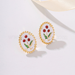 Элегантные серьги-гвоздики с цветком из эмали VA1196