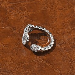 Латунные кольца из манжеты с прозрачным цирконием RJEW-U037-01P