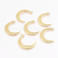Pendenti con collegamento a 2 anello di luna cava in lega di stile tibetano&nbsp;TIBEP-5312-G-LF