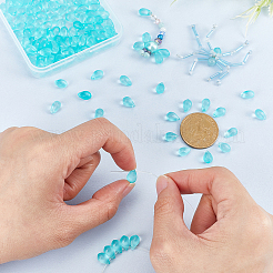 150 шт. светящиеся прозрачные матовые стеклянные подвески-слезинки&nbsp;FGLA-PH0001-10B